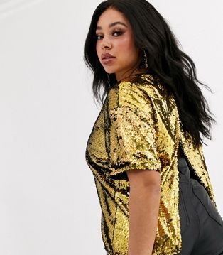 Gold Open Back Sequin Top