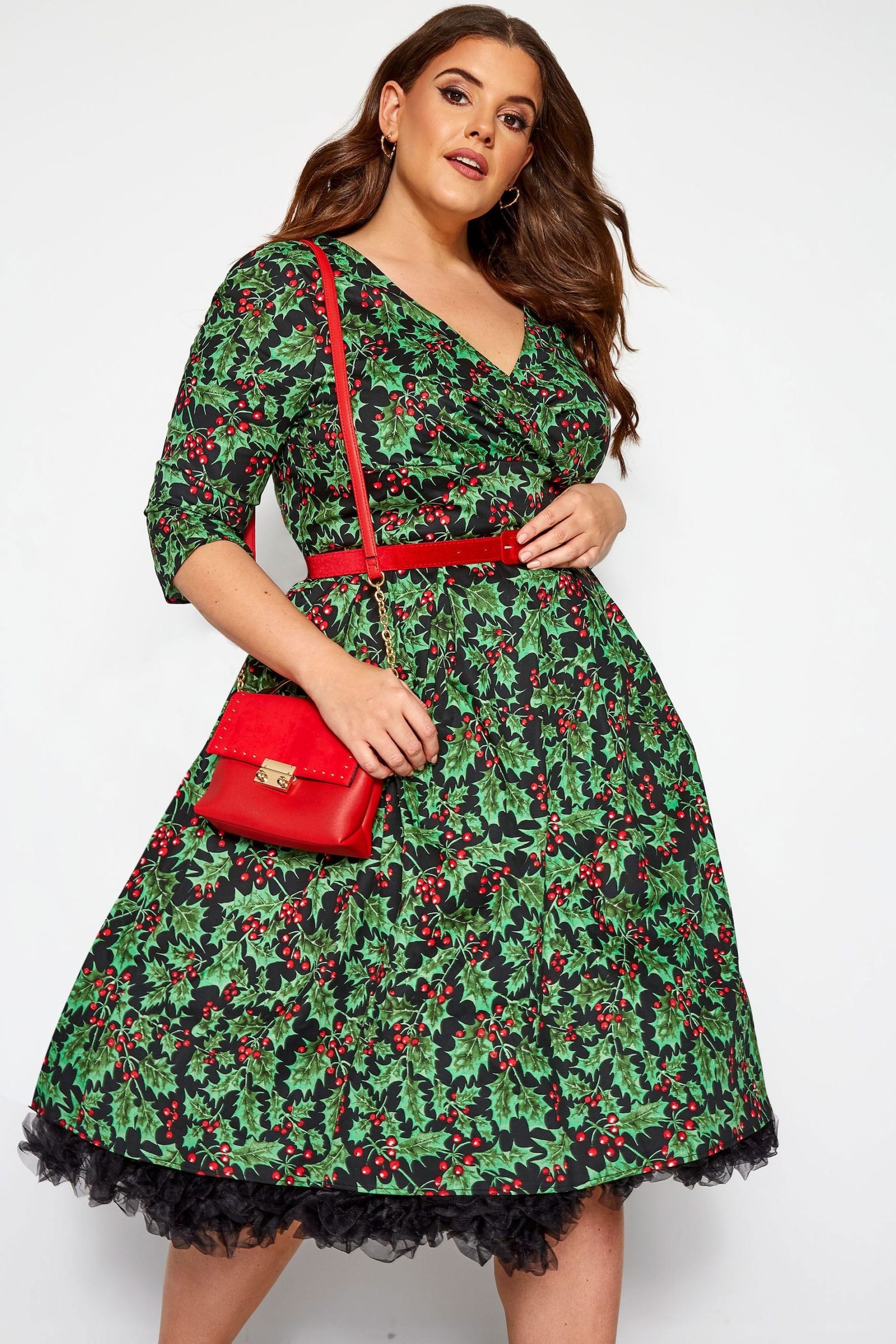 Holly Print vintage style dress by Hell Bunny