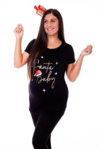 Maternity Black Santa Baby Slogan T-Shirt