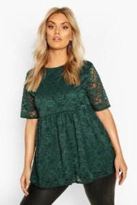 Forest Green Lace Cap Sleeve Empire Top