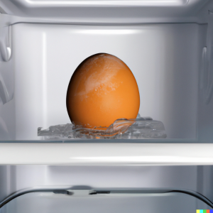 an egg inside a freezer