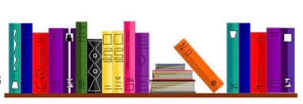 An illustration of a colourful bookshelf