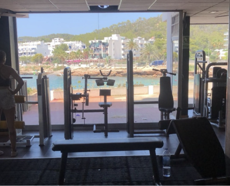 A gym with a sea view