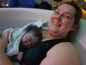 Steph and Baby Ruby - 2 minutes old!