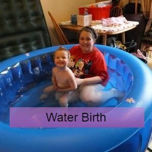 A mother an toddler in a birth pool at home - research and guidelines on water birth