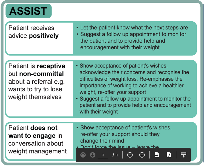 Text for professionals advising what to do if the patient receives the interaction positively, neutrally, or does not want to engage.